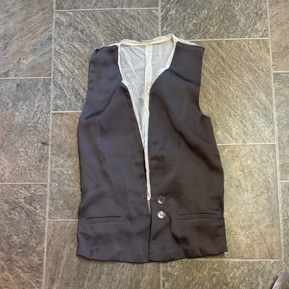 Gray Sleeveless Vest with Button Details
